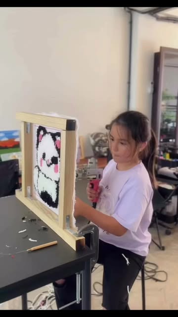 A handmade panda rug