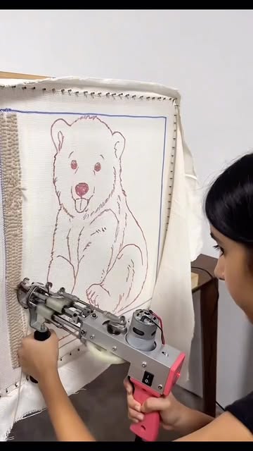 A custom pet portrait rug